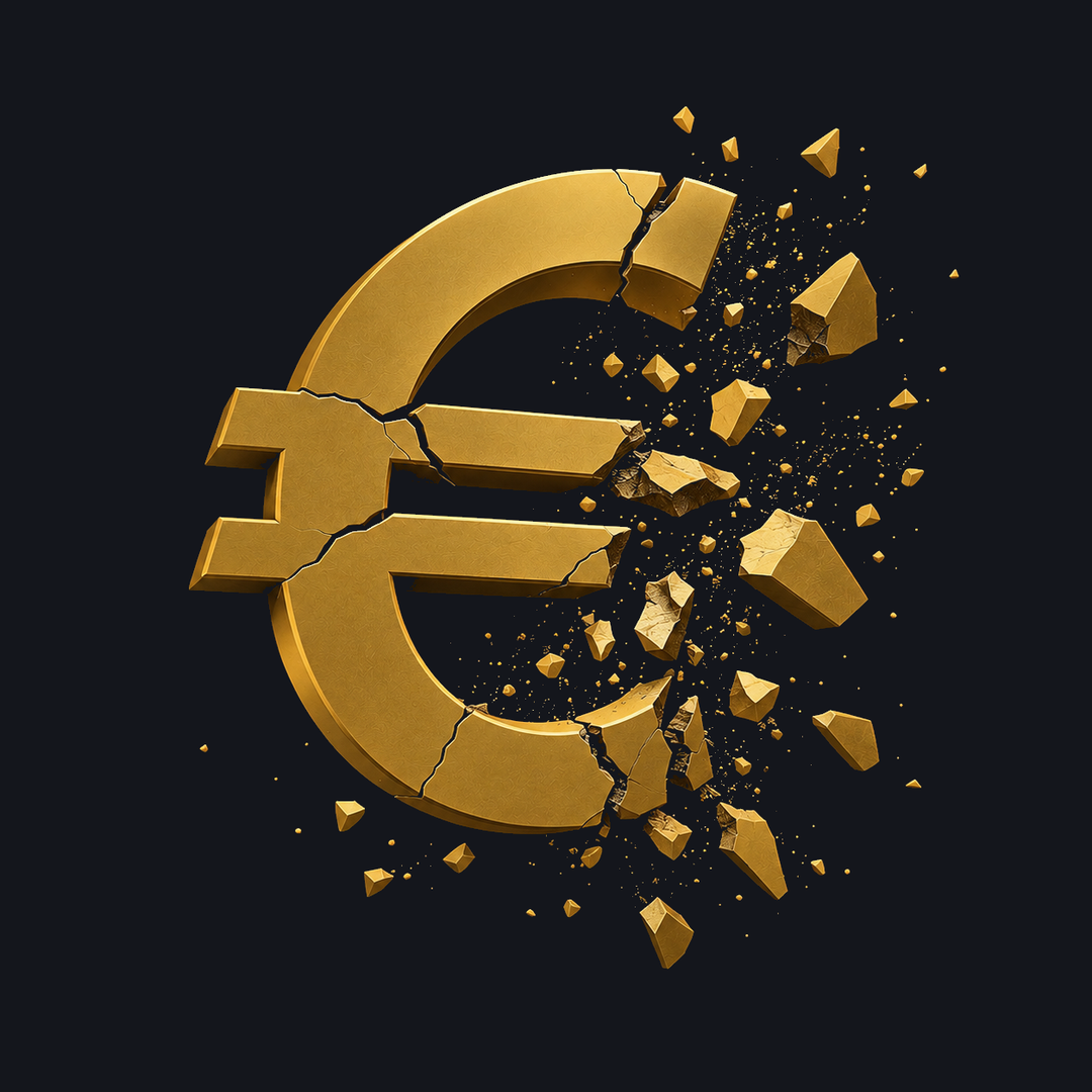 Goldenes Euro-Symbol zerbricht